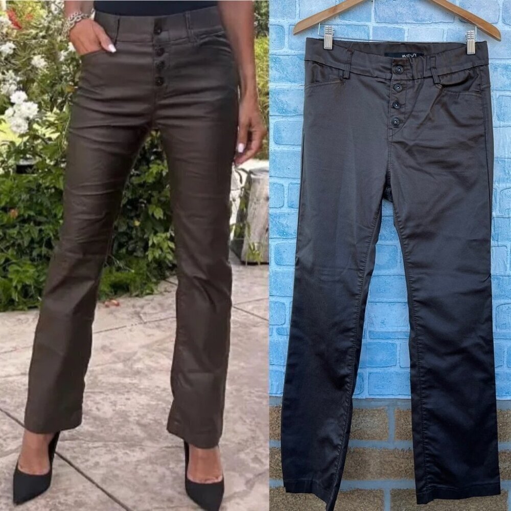 Bevy Flog exposed button fly vegan leather pants size 30 /10